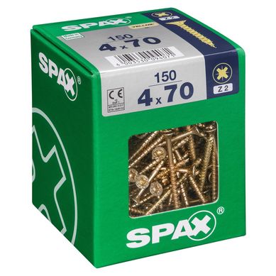 Tornillo spax cabeza plana pozidrive yellox 4x70 150Pz