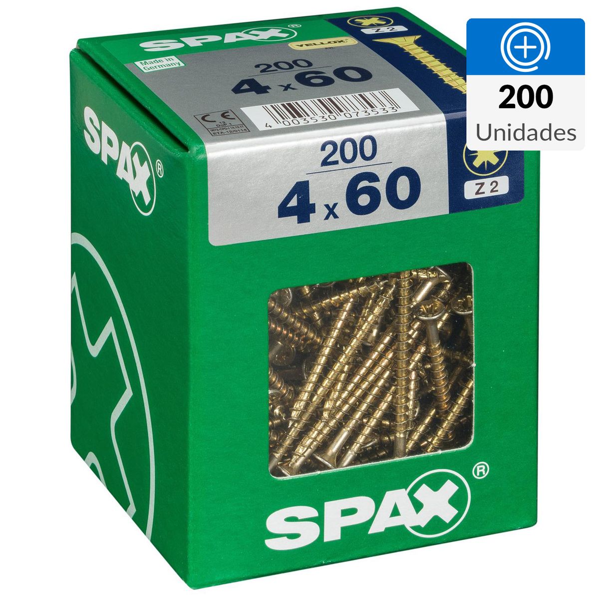 SPAX AMERICAN SCREW - Tornillo Spax Tirafondo Madera Aglomerada 60 mm 4 mm 200 unidad(es)