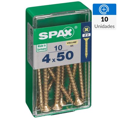 Tornillo spax cabeza plana pozidrive yellox 4x50 10Pz