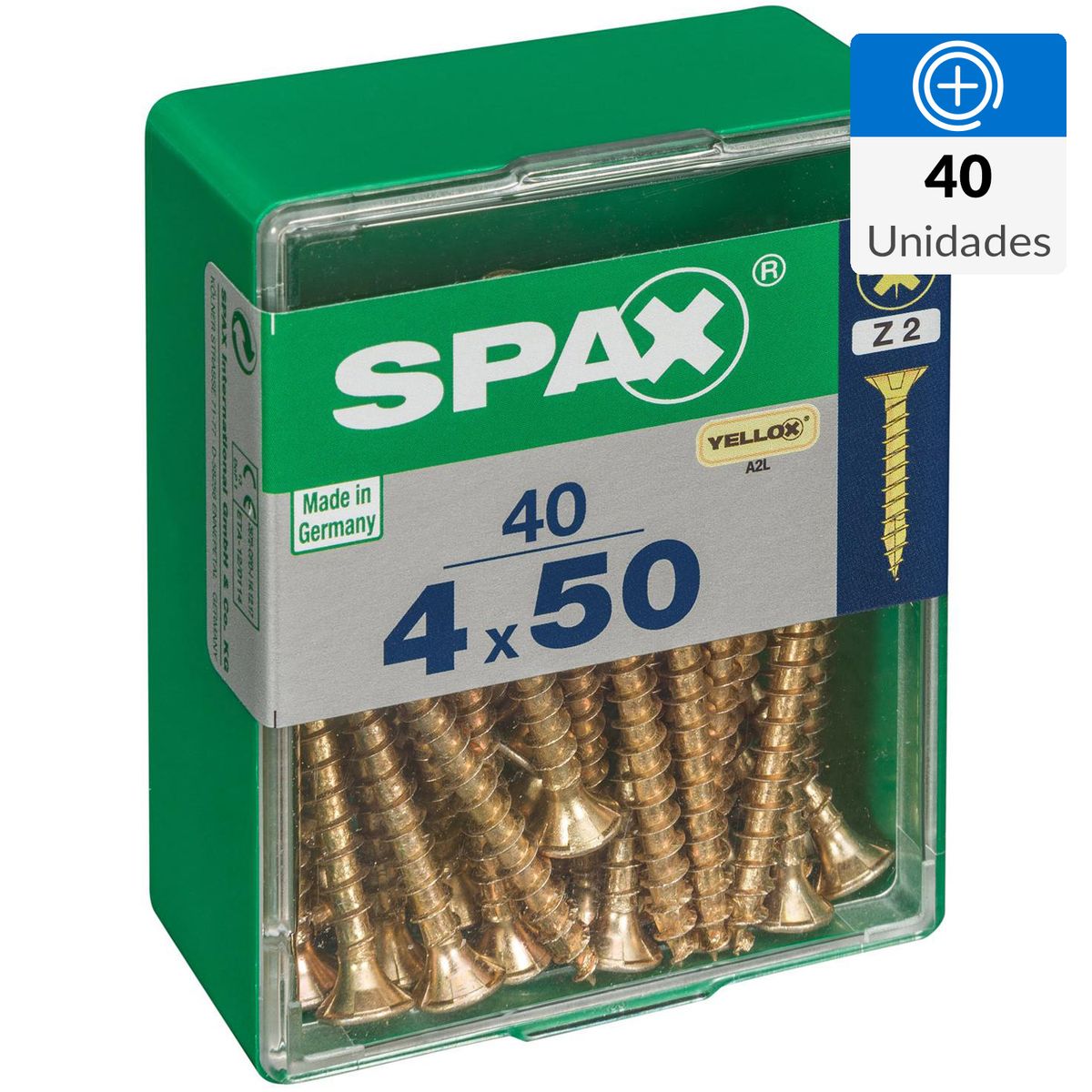 SPAX AMERICAN SCREW - Tornillo Spax Tirafondo Madera Aglomerada 50 mm 4 mm 40 unidad(es)