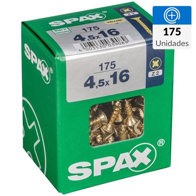 Tornillo spax cabeza plana pozidrive yellox 4,5x16 175Pz