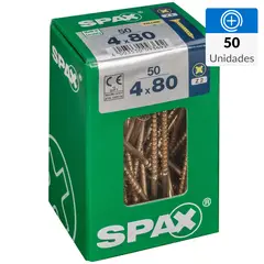 SPAX AMERICAN SCREW - Tornillo Spax Tirafondo Madera Aglomerada 80 mm 4 mm 50 unidad(es)