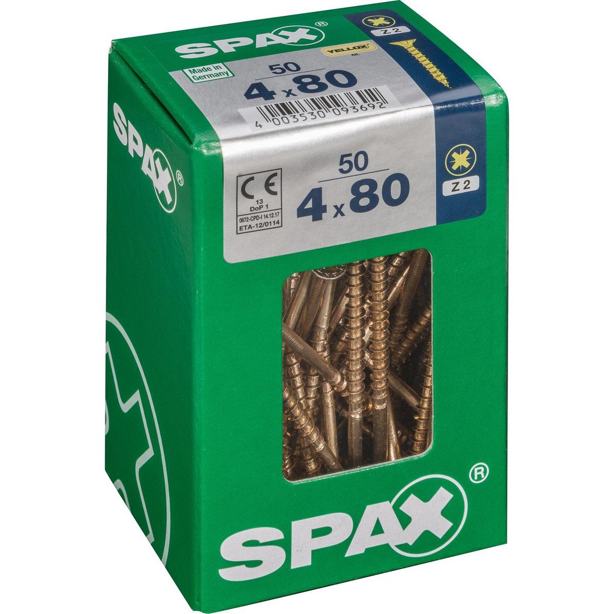 SPAX AMERICAN SCREW - Tornillo Spax Tirafondo Madera Aglomerada 80 mm 4 mm 50 unidad(es)