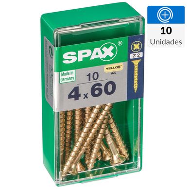 Tornillo spax cabeza plana pozidrive yellox 4x60 10Pz