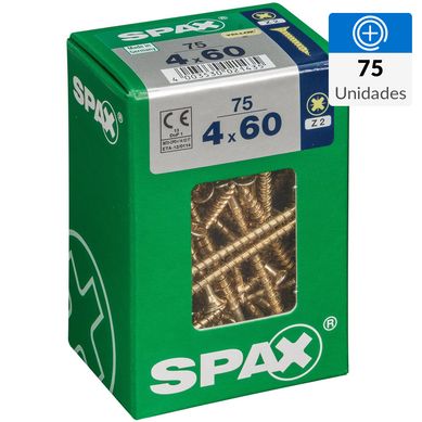 Tornillo Spax Tirafondo Cabeza Plana Madera Aglomerada 60 mm 4 mm 75 Unidades