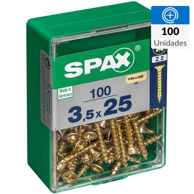 Tornillo spax cabeza plana pozidrive yellox 3,5x25 100Pz