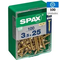 SPAX AMERICAN SCREW - Tornillo Tirafondo Madera Aglomerada 25 mm 3.5 mm 100 unidad(es)