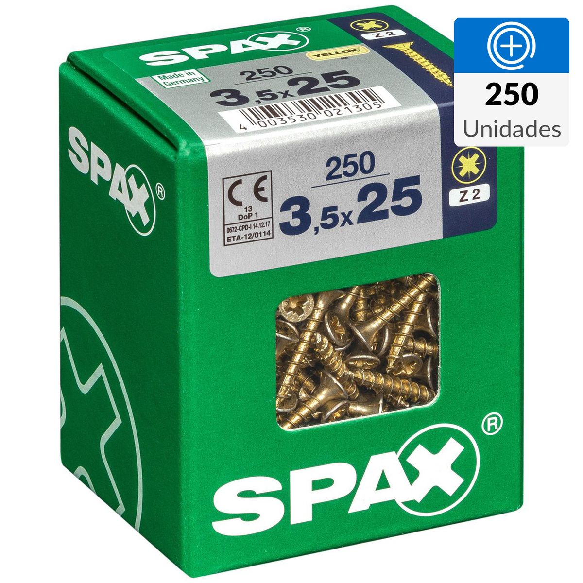 SPAX AMERICAN SCREW - Tornillo Spax Tirafondo Madera Aglomerada 25 mm 3.5 mm 250 unidad(es)