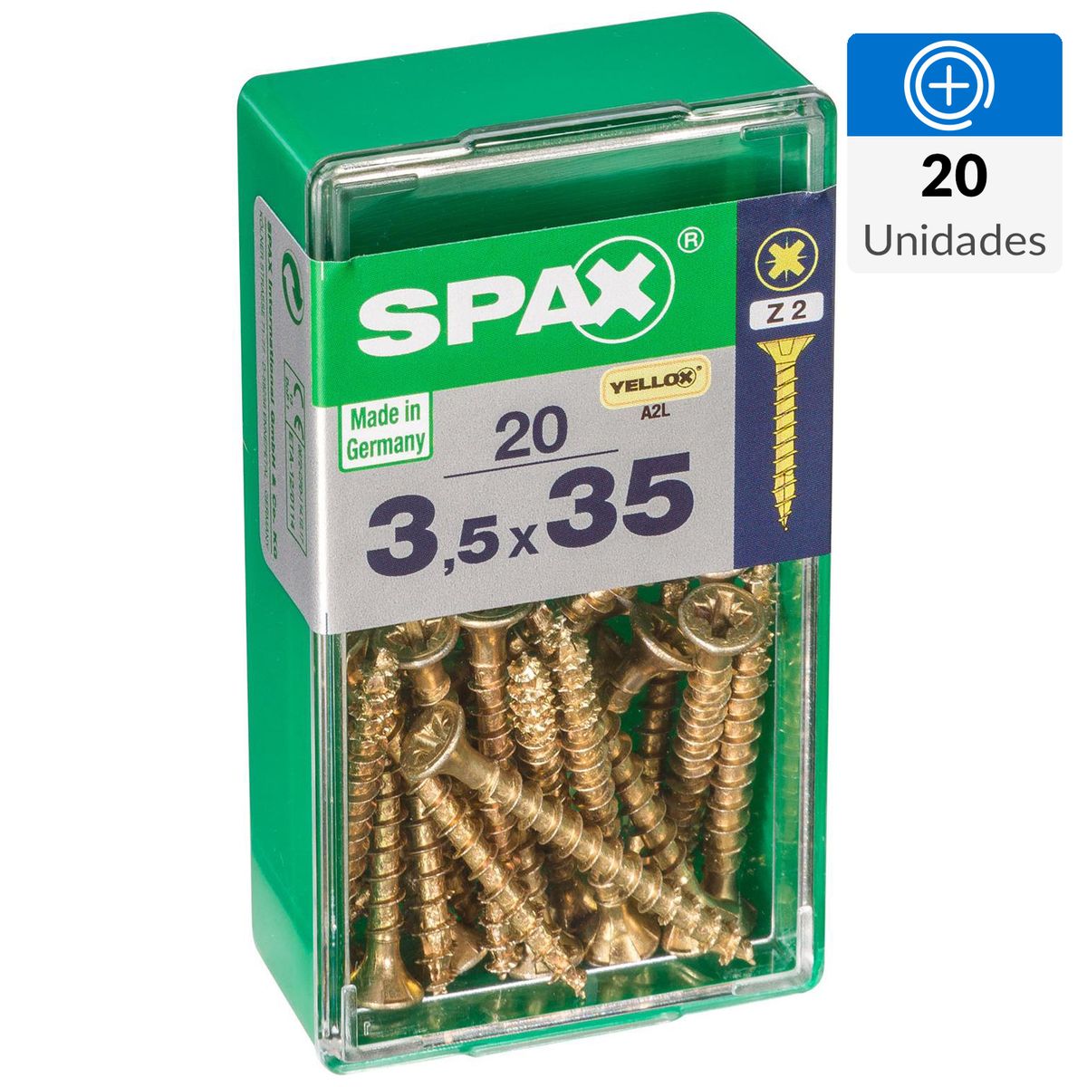SPAX AMERICAN SCREW - Tornillo Spax Tirafondo Madera Aglomerada 35 mm 3.5 mm 20 unidad(es)