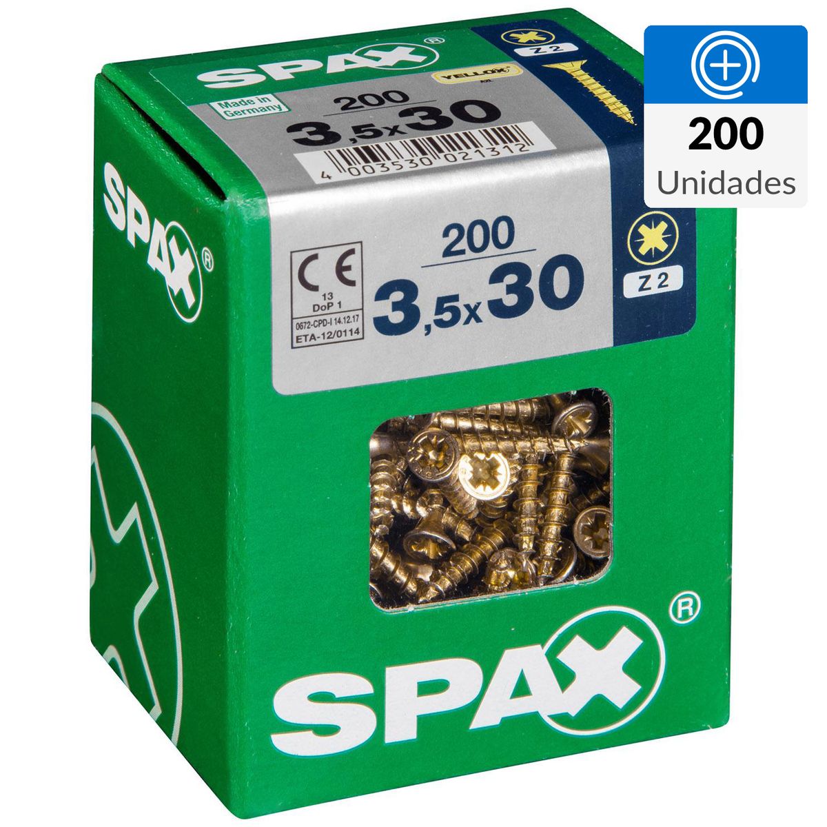 SPAX AMERICAN SCREW - Tornillo Tirafondo Madera Aglomerada 30 mm 3.5 mm 200 unidad(es)