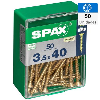 Tornillo spax cabeza plana pozidrive yellox 3,5x40 50Pz
