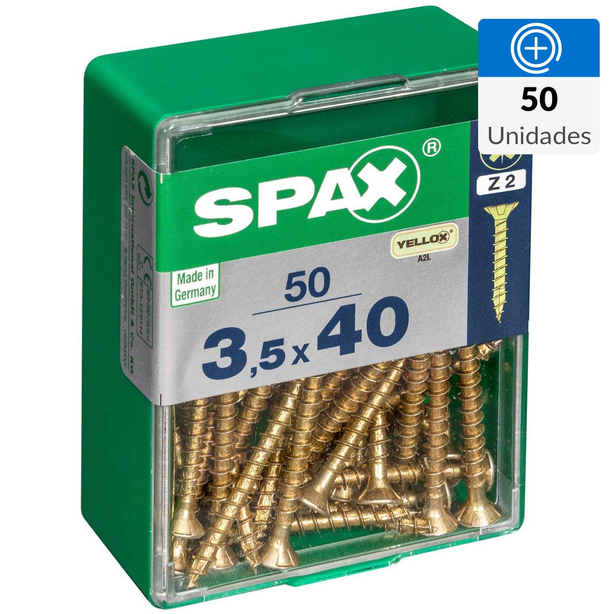 SPAX AMERICAN SCREW - Tornillo Spax Tirafondo Madera Aglomerada 40 mm 3.5 mm 50 unidad(es)