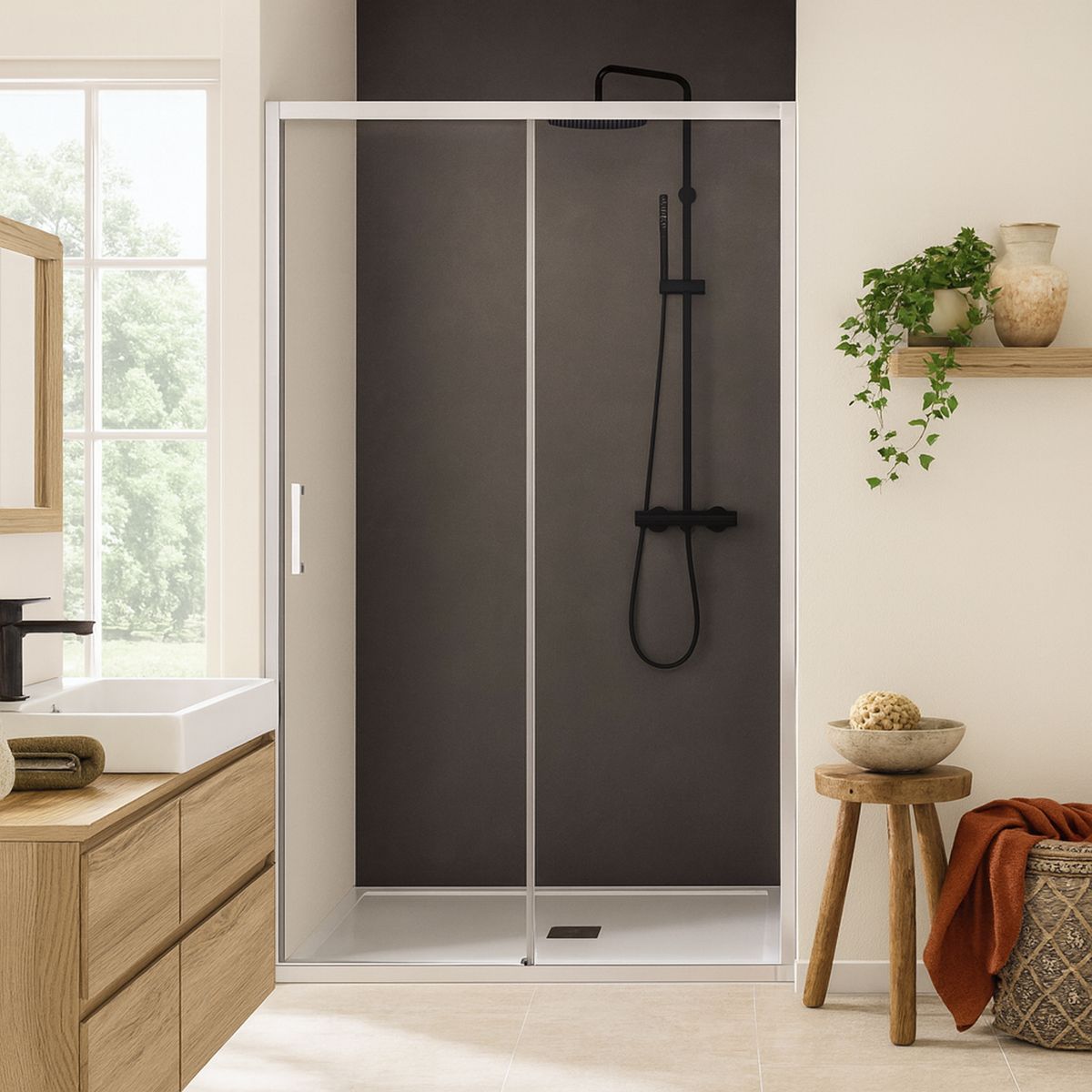 DUSCHY - Mampara corredera frontal light 180x190 cm 6mm