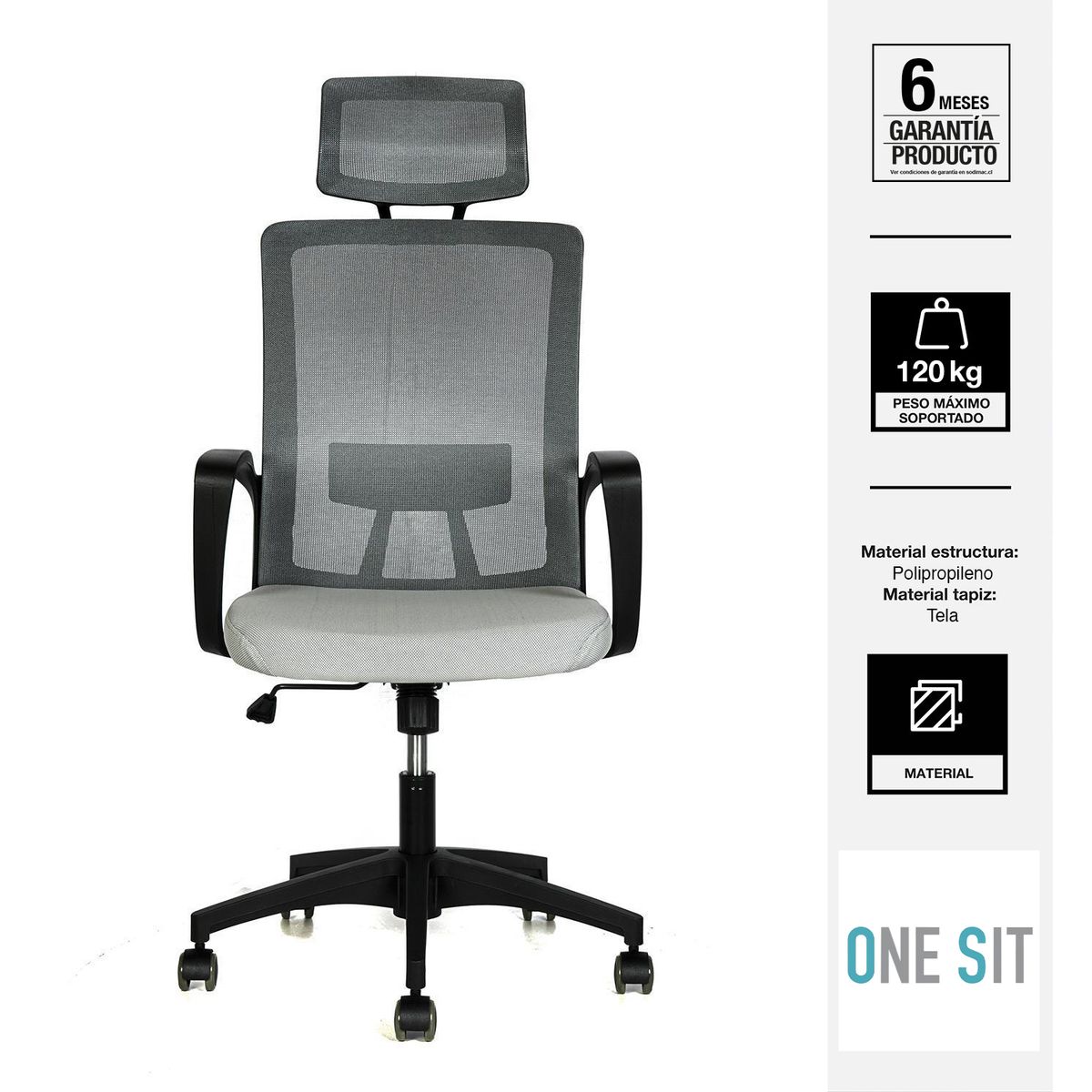 ONE SIT - Silla Escritorio Happy Gris