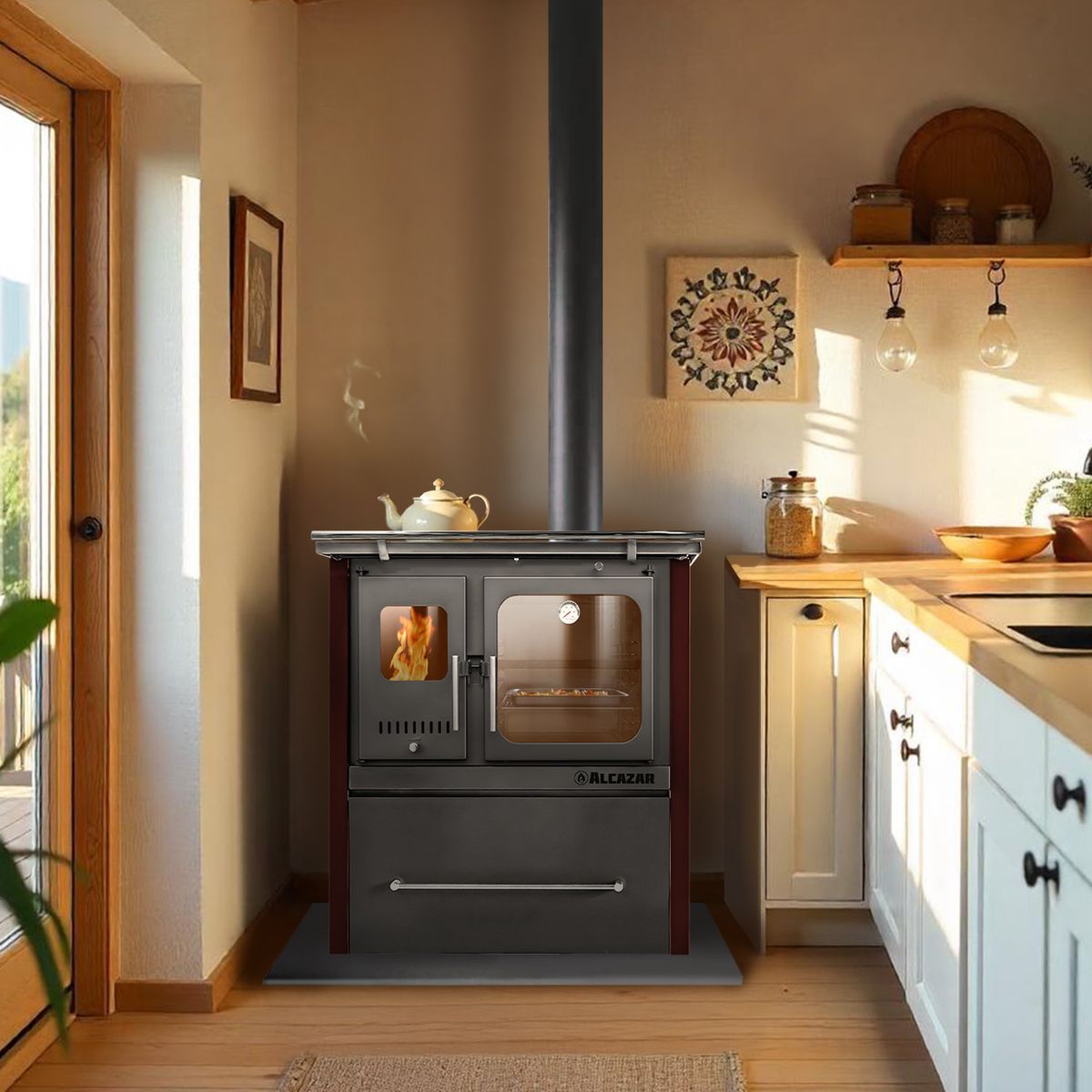 ALCAZAR - Cocina a Leña Europea M90 Burdeo