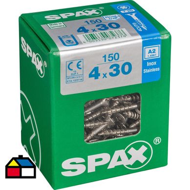 Tornillo spax cabeza plana torx inoxidable 4x30 150Pz