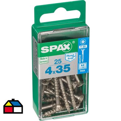 Tornillo spax cabeza plana torx inoxidable 4x35 25Pz