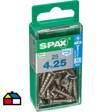 Tornillo spax cabeza plana torx inoxidable 4x25 25Pz