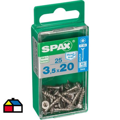 Tornillo spax cabeza plana torx inoxidable 3,5x20 25Pz