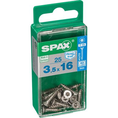 Tornillo spax cabeza plana torx inoxidable 3,5x16 25Pz