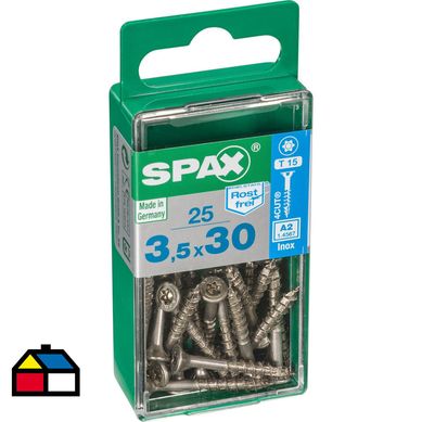 Tornillo spax cabeza plana torx inoxidable 3,5x30 25Pz