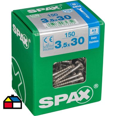 Tornillo spax cabeza plana torx inoxidable 3,5x30 150Pz