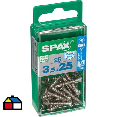 Tornillo spax cabeza plana torx inoxidable 3,5x25 25Pz