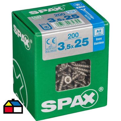 Tornillo spax cabeza plana torx inoxidable 3,5x25 200Pz