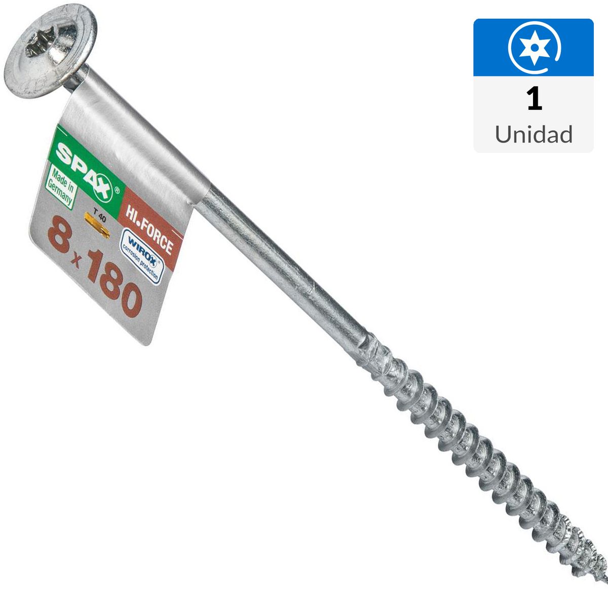 SPAX AMERICAN SCREW - Tornillo Spax Tirafondo Madera Aglomerada 180 mm 8 mm 1 unidad(es)