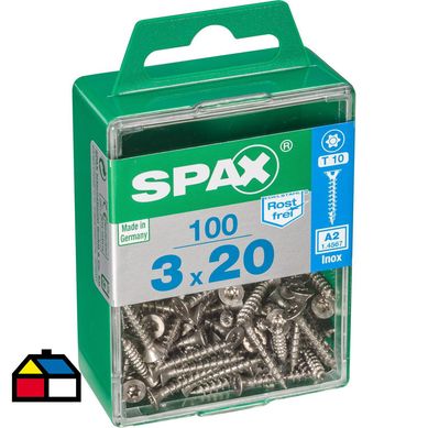 Tornillo spax cabeza plana torx inoxidable 3x20 100Pz