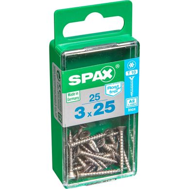Tornillo spax cabeza plana torx inoxidable 3x25 25Pz