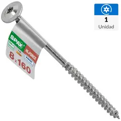 SPAX AMERICAN SCREW - Tornillo Tirafondo Madera Aglomerada 160 mm 8 mm 1 unidad(es)