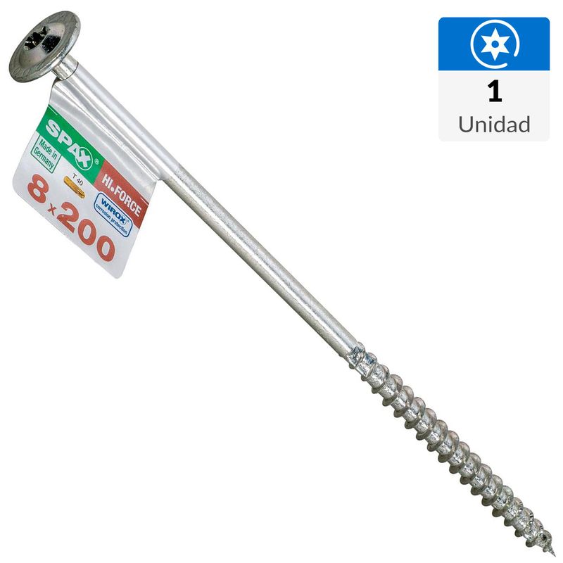 SPAX AMERICAN SCREW - Tornillo Spax Tirafondo Cabeza Lenteja Madera Aglomerada 200 mm 8 mm 1 Unidades