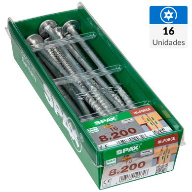 Tornillo spax cabeza hi force torx wirox 8x200 16Pz