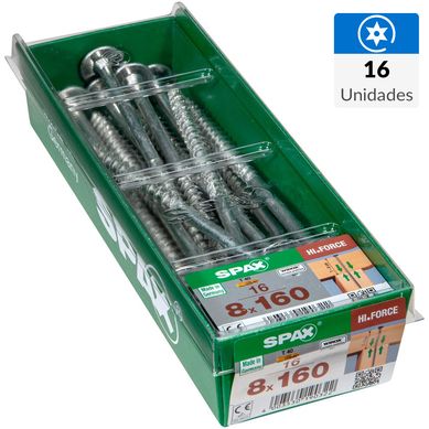 Tornillo spax cabeza hi force torx wirox 8x160 16Pz
