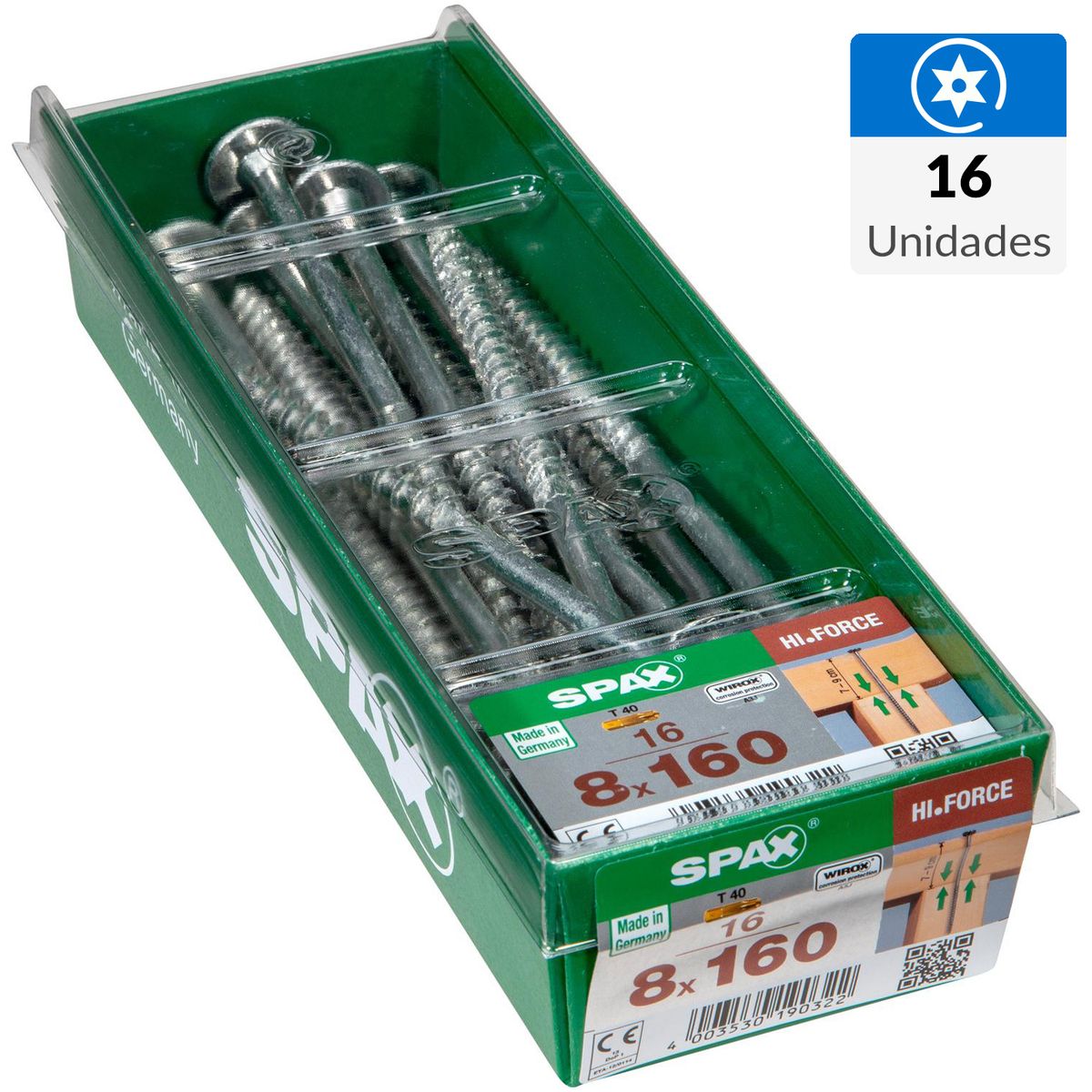 SPAX AMERICAN SCREW - Tornillo Spax Tirafondo Madera Aglomerada 160 mm 8 mm 16 unidad(es)