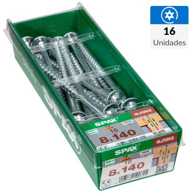 Tornillo spax cabeza hi force torx wirox 8x140 16Pz