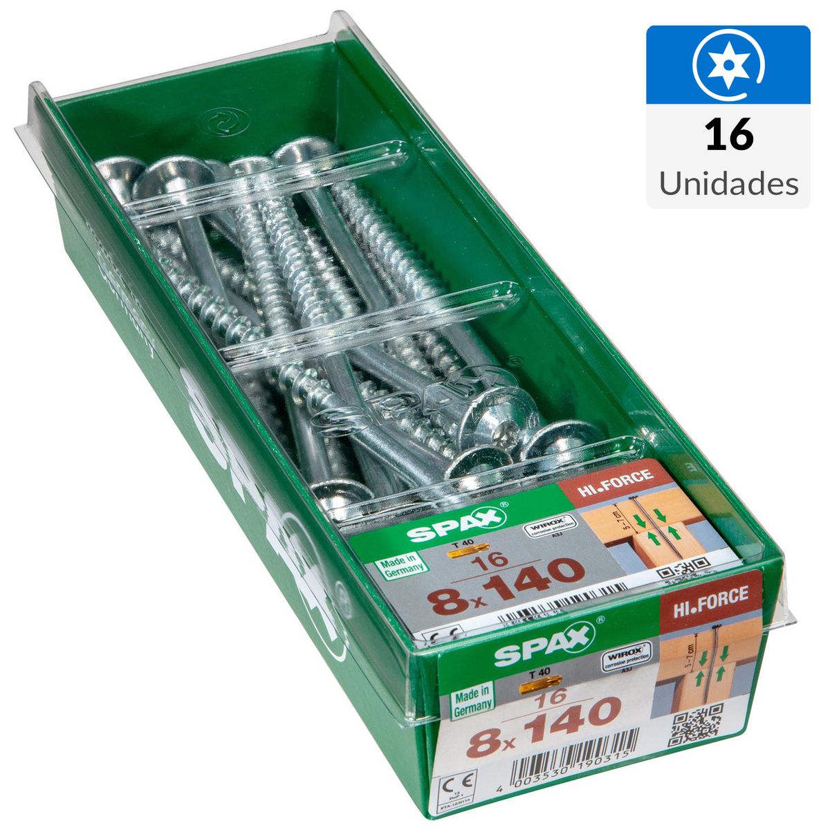 SPAX AMERICAN SCREW - Tornillo Spax Tirafondo Madera Aglomerada 140 mm 8 mm 16 unidad(es)