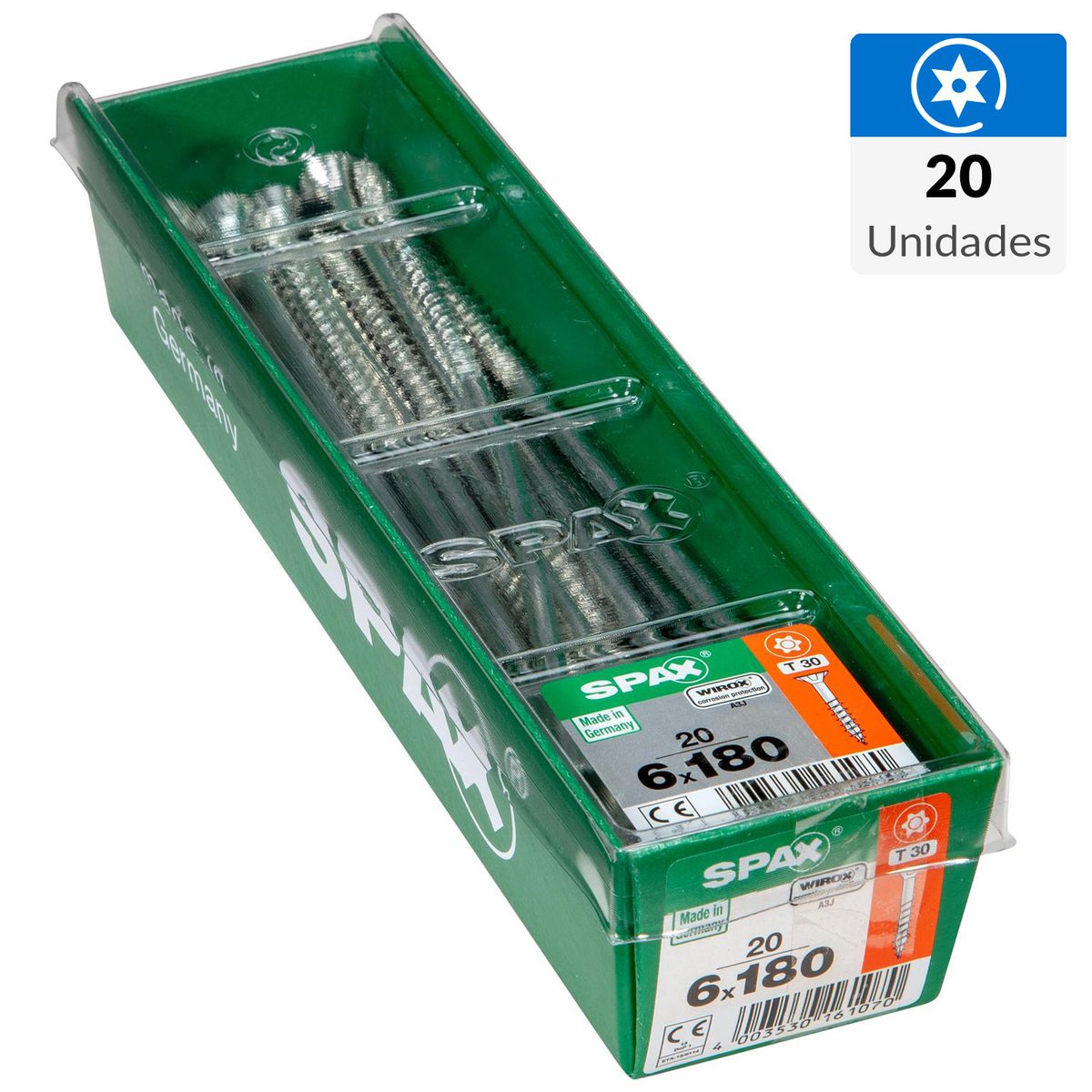 SPAX AMERICAN SCREW - Tornillo Spax Tirafondo Madera Aglomerada 180 mm 6 mm 20 unidad(es)