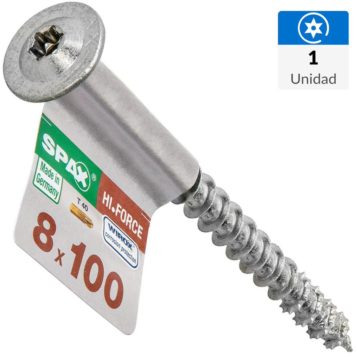 SPAX AMERICAN SCREW - Tornillo Spax Tirafondo Madera Aglomerada 100 mm 8 mm 1 unidad(es)