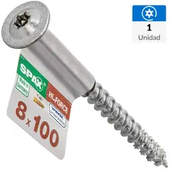 SPAX AMERICAN SCREW - Tornillo Spax Tirafondo Madera Aglomerada 100 mm 8 mm 1 unidad(es)
