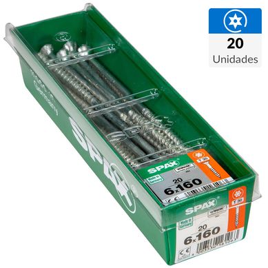 Tornillo spax cabeza plana torx wirox 6x160 20Pz