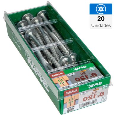 Tornillo spax cabeza hi force torx wirox 8x120 20Pz
