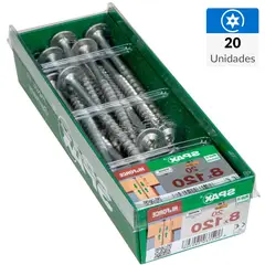 SPAX AMERICAN SCREW - Tornillo Spax Tirafondo Cabeza Lenteja Madera Aglomerada 120 mm 8 mm 20 Unidades
