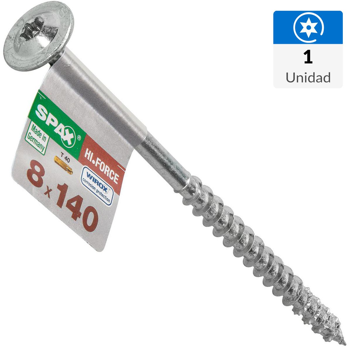 SPAX AMERICAN SCREW - Tornillo Spax Tirafondo Madera Aglomerada 140 mm 8 mm 1 unidad(es)