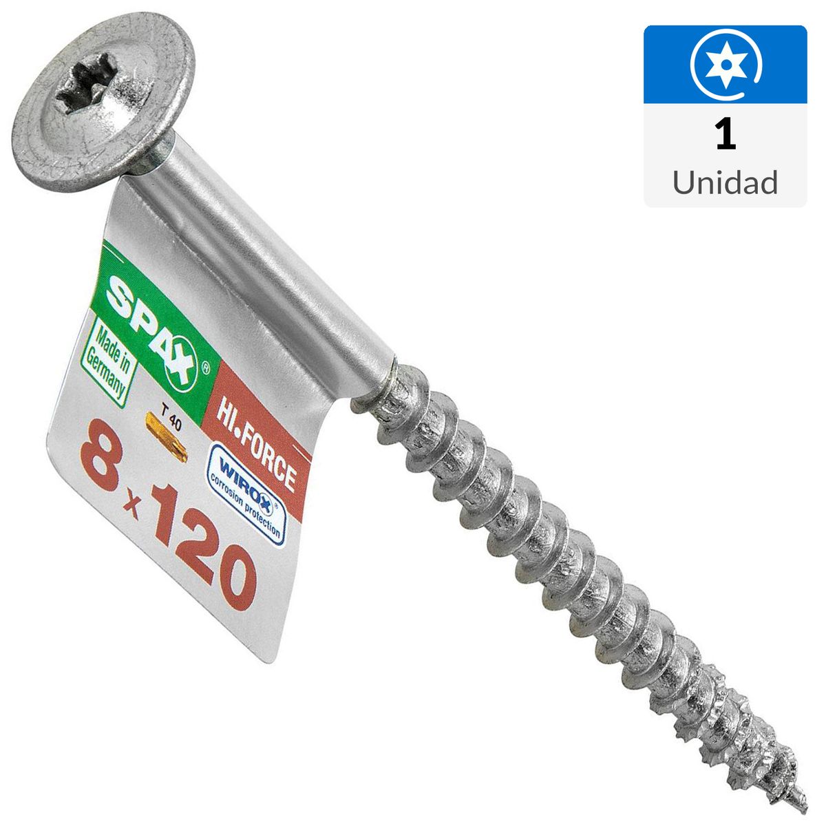 SPAX AMERICAN SCREW - Tornillo Spax Tirafondo Madera Aglomerada 120 mm 8 mm 1 unidad(es)