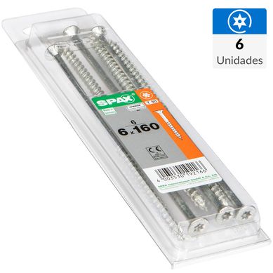 Tornillo Spax Tirafondo Cabeza Plana Madera Aglomerada 160 mm 6 mm 6 Unidades