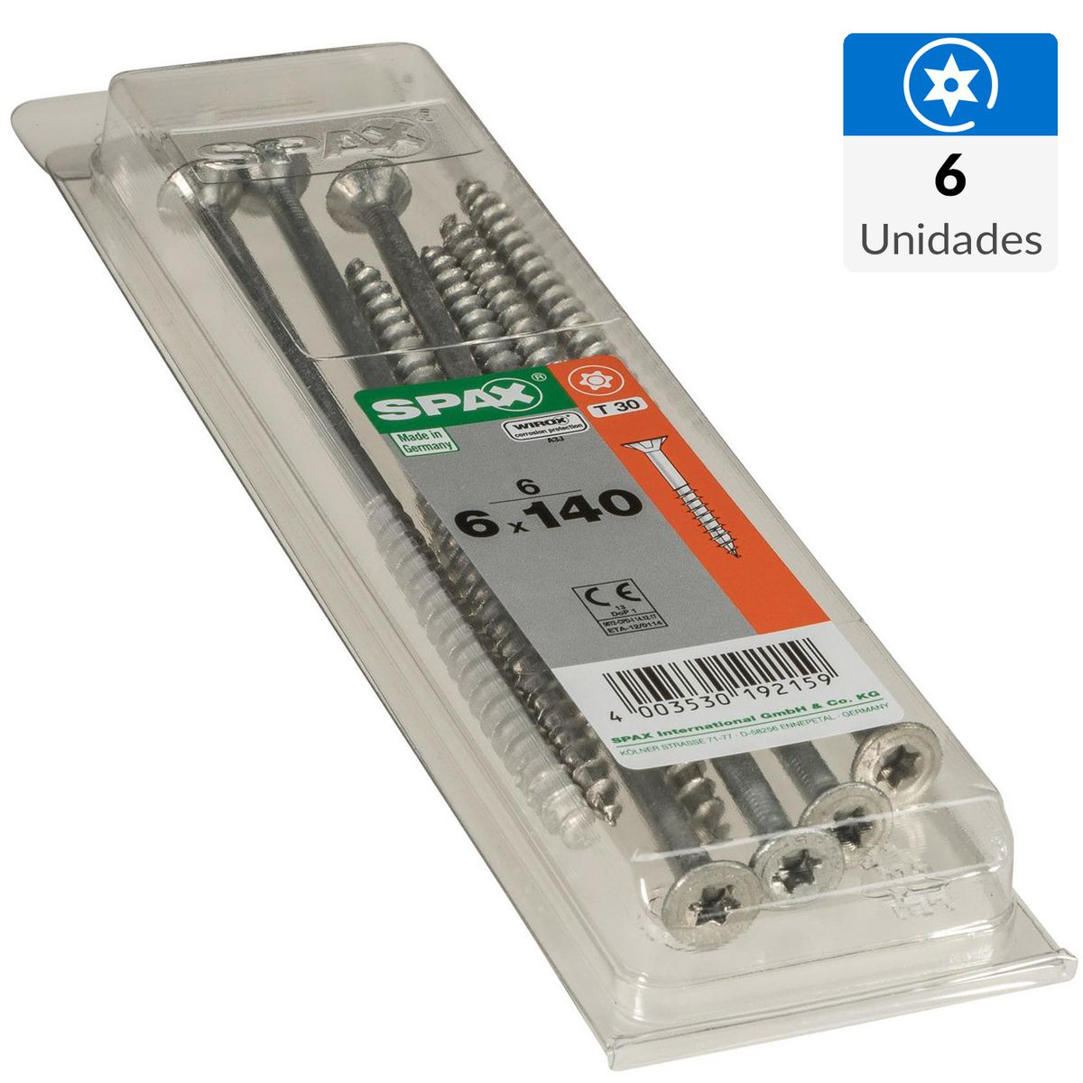 SPAX AMERICAN SCREW - Tornillo Tirafondo Madera Aglomerada 140 mm 6 mm 6 unidad(es)