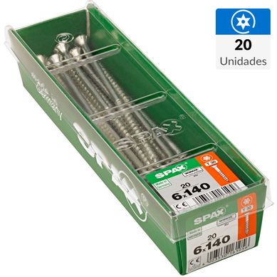 Tornillo spax cabeza plana torx wirox 6x140 20Pz