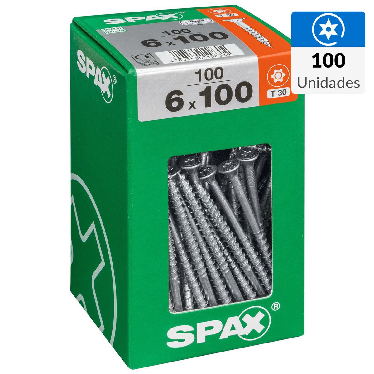 SPAX AMERICAN SCREW - Tornillo Spax Tirafondo Madera Aglomerada 100 mm 6 mm 100 unidad(es)